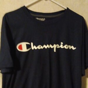 Men's Large Champion Navy Scriptrd Logo T-Shirt